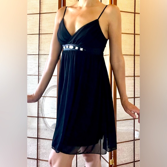 Vintage Y2K Ruby Rox black spaghetti strap babydoll evening/ dance dress - Picture 3 of 9
